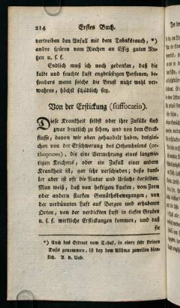 214-223, Von der Erstickung (suffocatio)