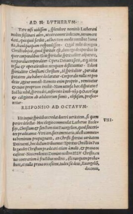 Responsio Ad Octavum.