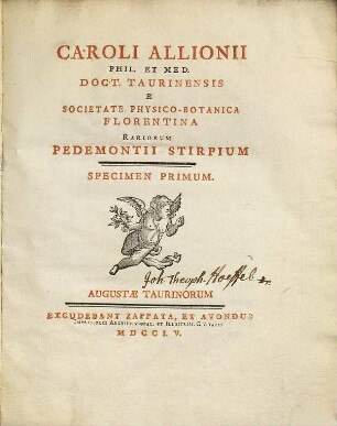 Caroli Allionii ... Rariorum Pedemontii Stirpium Specimen Primum