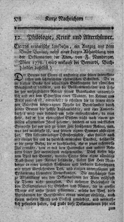 12. Philologie, Kritik und Alterthümer.