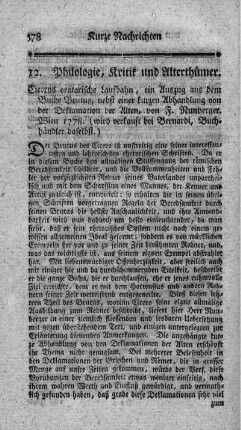 12. Philologie, Kritik und Alterthümer.