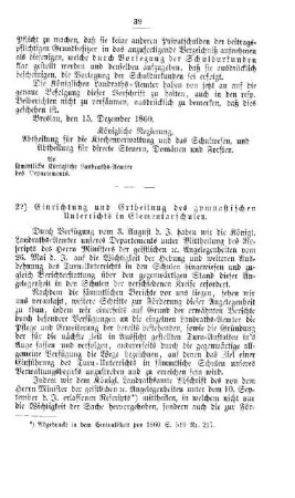 Einrichtung und Ertheilung des gymnastischen Unterrichts in Elementarschulen : [IV. Elementarschulwesen]