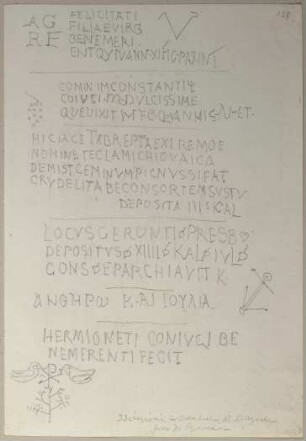 Die Nachschrift einer Inschrift auf der Scala der Basilika Sant'Agnese fuori le Mura in Rom