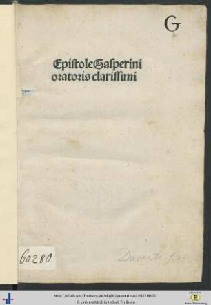 Epistole Gasperini oratoris clarissimi