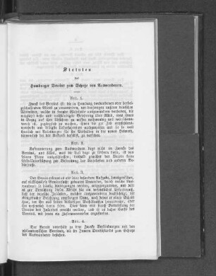 Statuten des Hamburger Vereins zum Schutze von Auswanderern.