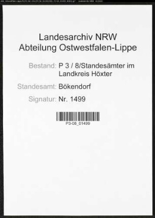 Sterberegister Standesamt Bökendorf
