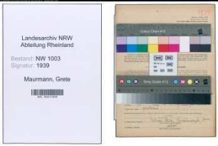 Entnazifizierung Grete Maurmann , geb. 19.12.1909 (Kaufm.Angestellte)