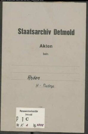Belegakten zum Heiratsregister der katholischen Gemeinde Ahden, Kreis Büren (H 1808)
