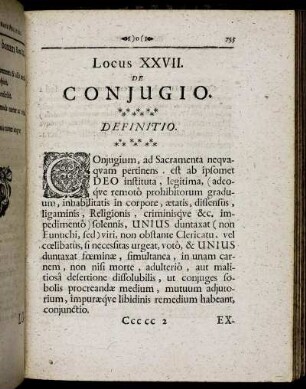 Locus XXVII. De Conjugio.