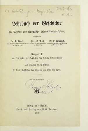Teil 5: Geschichte der Neuzeit von 1517 bis 1786 : mit 16 Bildertafeln