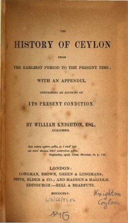 The history of Ceylon, from the earliest period to the present time