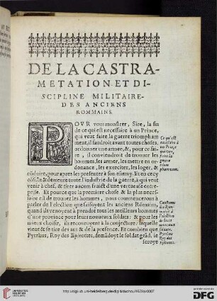 De la castration metation et discipline militaire des anciens Romains