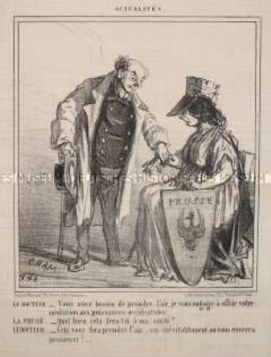 Actualités. Le docteur.../ La Prusse... - Karikatur aus "Le Charivari"