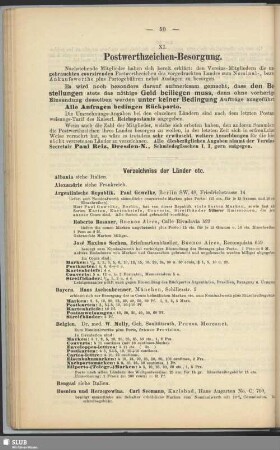 XI. Postwerthzeichen-Besorgung