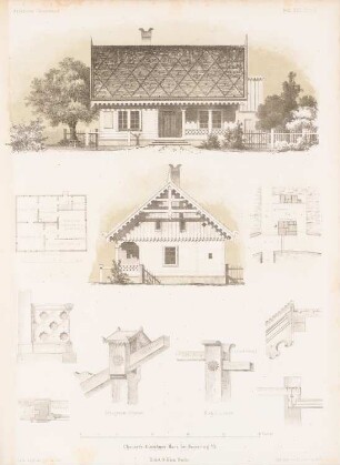 Chaussee-Einnehmer-Haus, Rosenberg: Lageplan, Grundriss, Ansicht, Details (aus: Architektonisches Skizzenbuch, H. 22, 1855)