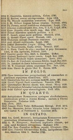 In Folio. / In Quarto. / In Octavo.