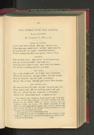 Two Hymns from the Gathas. Yasna XLVIII.