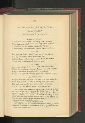 Two Hymns from the Gathas. Yasna XLVIII.