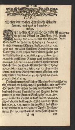 Cap. I. Woher der wahre Christliche Glaube komme/ ...