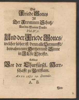 Der Friede Gottes Ist Der Frommen Schutz