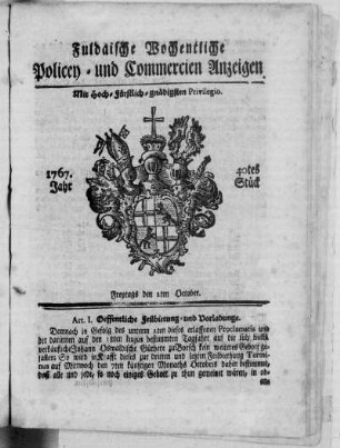 40tes Stück, Ausgabe vom 2. October 1767