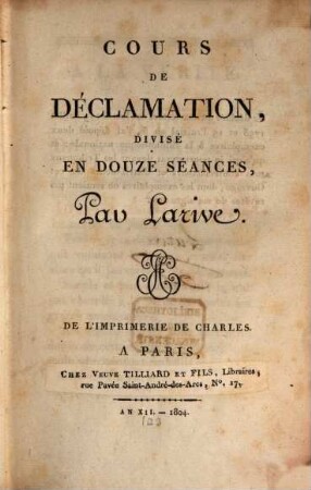 Cours de Declamation