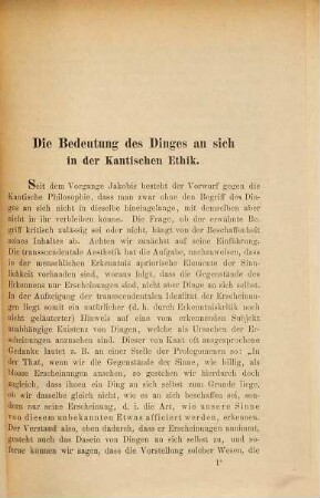 Die Bedeutung des Dinges an sich in der Kantischen Ethik