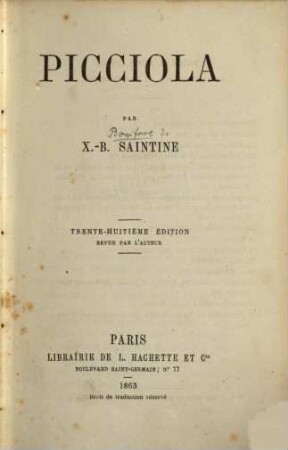 Picciola : Par X.-B. Saintine