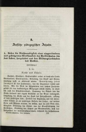 Ueber die Nothwendigkeit einer eingreifendern und gesteigerten Wirksamkeit der Volksschulen für das Leben, hergeleitet aus den Bildungszuständen des Volkes : (Fortsetzung)