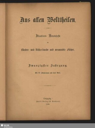 20.1889: Aus allen Welttheilen : illustriertes Familienblatt für Länder- u. Völkerkunde