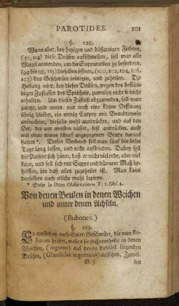 Von denen Beulen in denen Weichen und unter denen Achseln. (Bubones.) - Entzündung derer Mandeln und des Zapffens. §. 128. - §. 149.