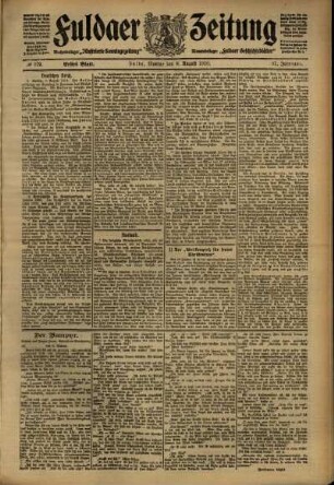 Erste Ausgabe vom Montag, den 08. August 1910.
