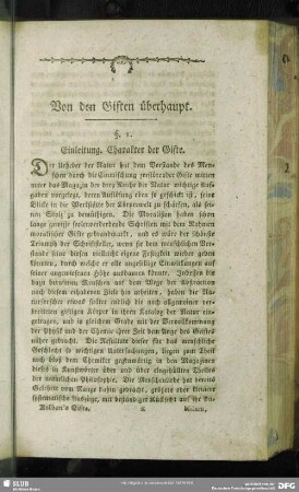 Einleitung. Charakter der Gifte