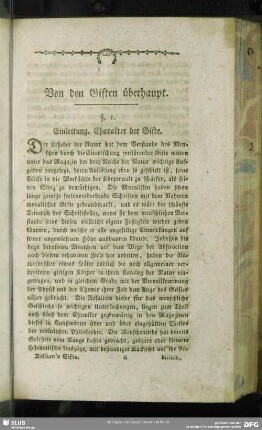Einleitung. Charakter der Gifte