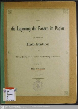 Über die Lagerung der Fasern im Papier