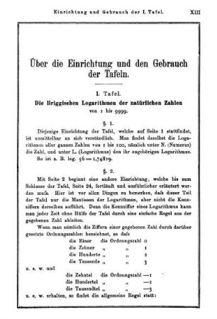 I. - III. Tafel. Einrichtung und Gebrauch der Tafeln. Die Briggischen Logarithmen. Die natürlichen trigonometrischen Zahlen. Die Logarithmen der trigonometrischen Zahlen.