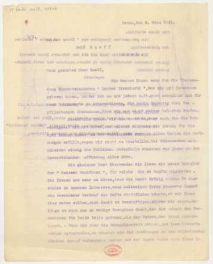 Brief an Rudolf Käser : 02.03.1921