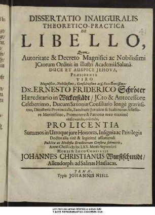 Dissertatio Inauguralis Theoretico-Practica De Libello