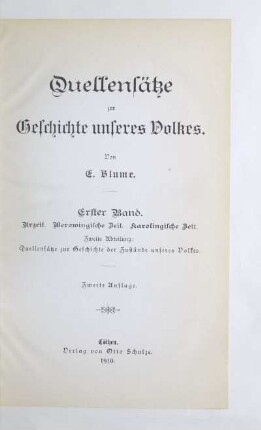 Bd. 1, Abt. 2: Quellensätze zur Geschichte der Zustände unseres Volkes