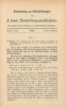 Neunter Band. 1888. Zweite Lieferung. - Nr. 6. - Nr. 12.