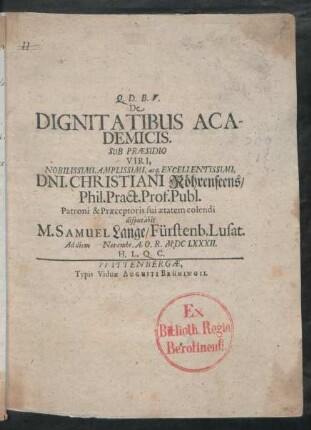 De Dignitatibus Academicis