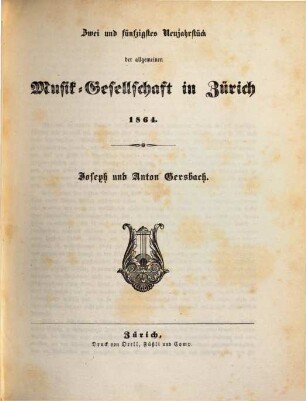 Neujahrstück der Allgemeinen Musik-Gesellschaft in Zürich, 52. 1864