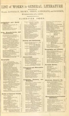 List of works in general literature ...
