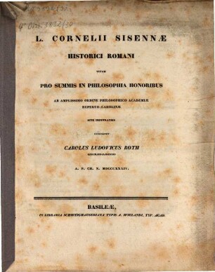 L. Cornelii Sisennae historici Romani Vita