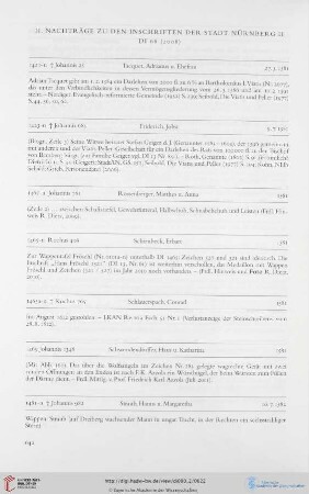 II. Nachträge zu den Inschriften der Stadt Nürnberg II; DI 68 (2008)
