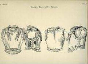 Uniformdarstellung, Detailstudie Kürass-Verzierungen der Kürassier-Regimenter, Königreich Bayern, 1830/1838. Beiblatt 2 zu Tafel XII aus: Müller/Braun: Königl. Bayerische Armee.