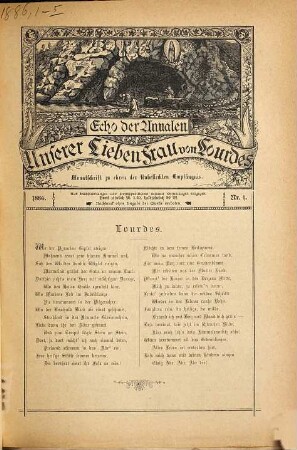 Echo der Annalen U.l.F. von Lourdes : Monatschr. zu Ehren d. unbefleckten Empfängnis. 6. 1886