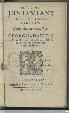 Imp. Caes. Justiniani Institutionum Libri IV.
