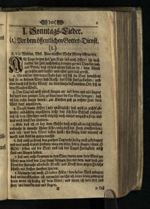 I. Sonntags-Lieder [- XXIX. Von der Ewigkeit; siehe Verzeichnis-Inhalt]