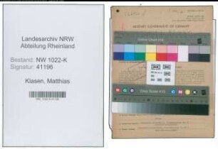 Entnazifizierung Matthias Klasen , geb. 09.07.1903 (Schneider)